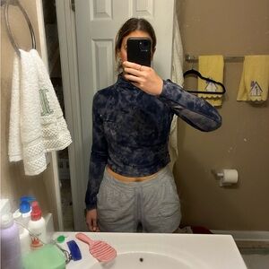 Lululemon Athletica Navy Tie-Dye Long Sleeve Top